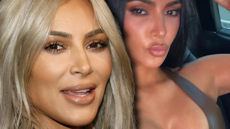 Kim Kardashian Turns Heads in Tiny Leather Halter Top During Night Out With Friends