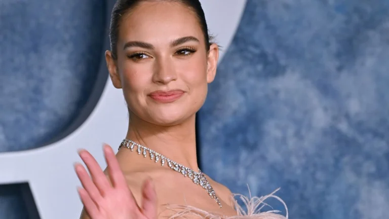 Lily James Stuns in Sheer Black Negligee at Valentine’s Dinner, Igniting Romance Buzz