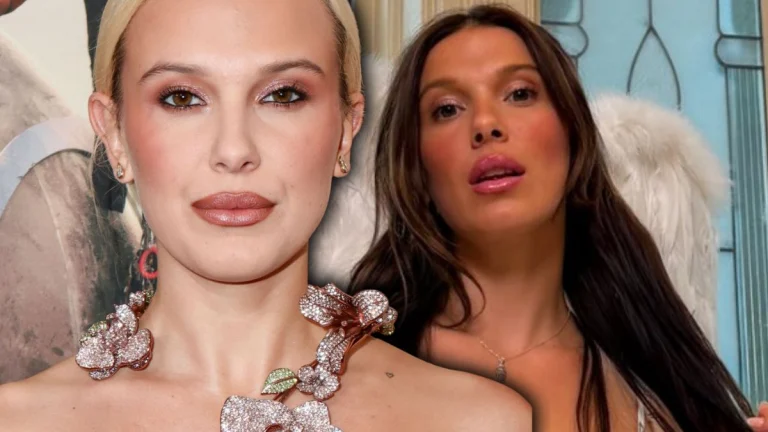 Millie Bobby Brown Turns Up the Heat in Crop Top and Shorts With a Pair of Angel Wings for Florence by Mills