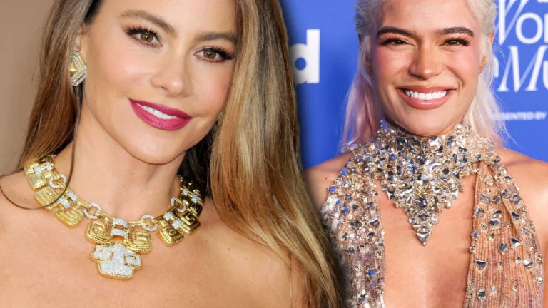 Sofia Vergara, 53, and Karol G, 34, Set the Super Bowl on Fire in Black Corset and Sheer White Dress