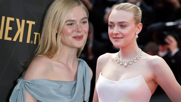Elle Fanning (27) and Dakota Fanning (32) Push the Limits in Body-Skimming Black Gowns with Plunging Cuts at Vanity Fair’s Oscars Red Carpet