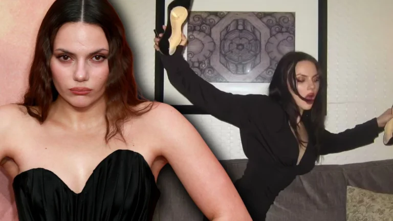 Dafne Keen Dares to Go Bold in Plunging Black Mini and Sheer Tights